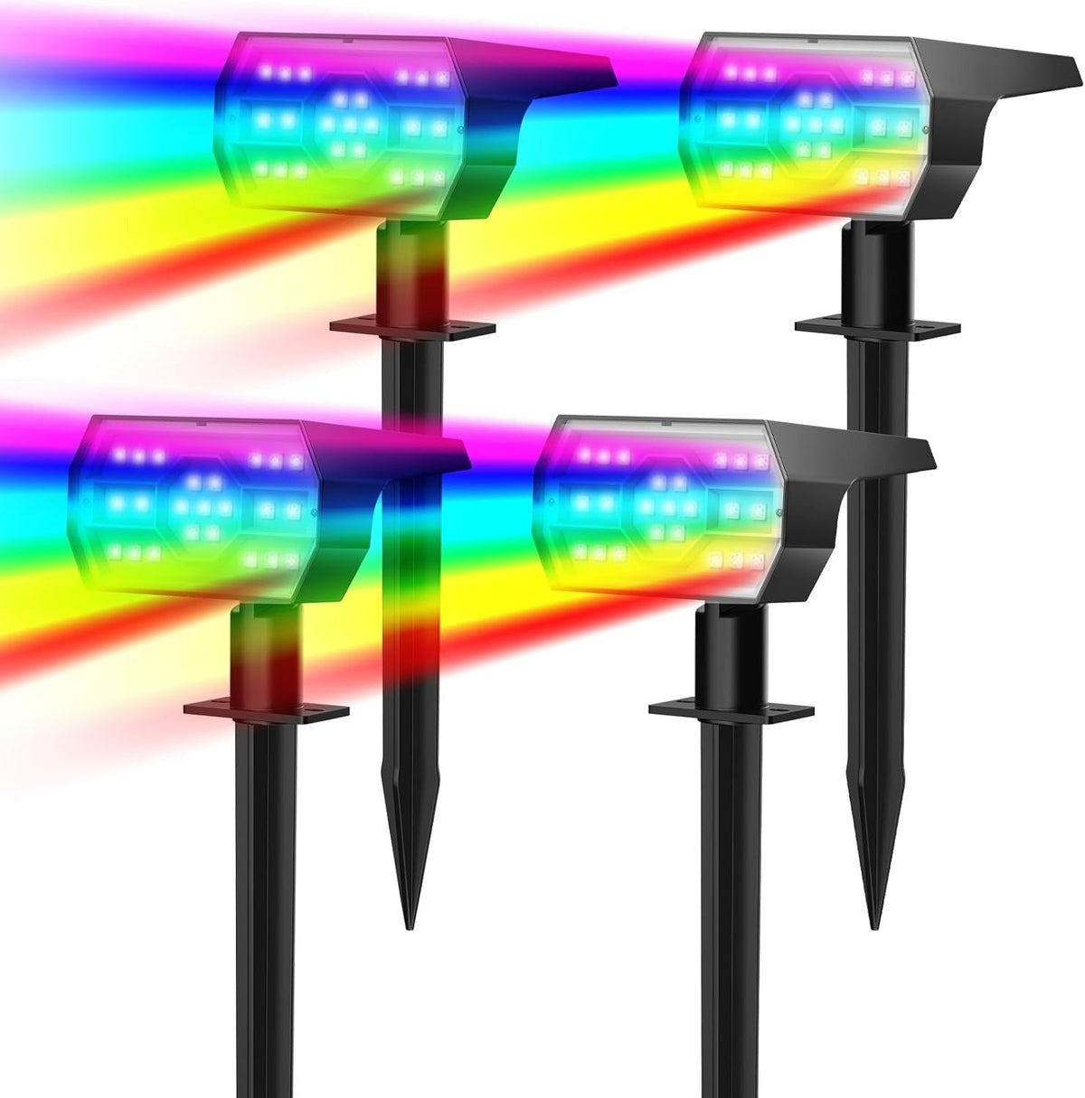 Outdoor Solar Spotlights with 56 LEDs and 3 Brightness Modes, Set of 4