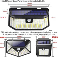 Solar Motion Sensor Lights with 182 LEDs for Yard and Garage, Set of 2