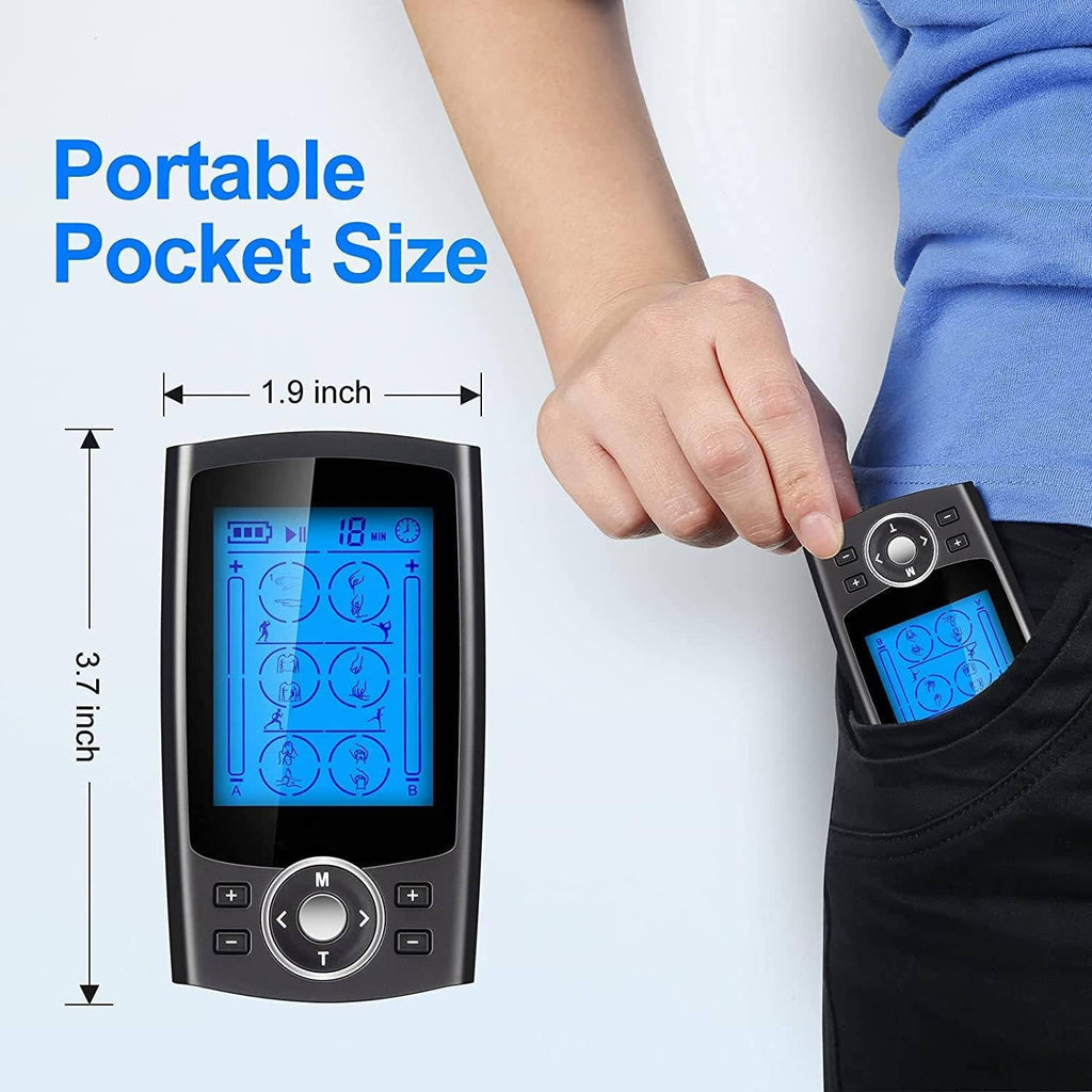 24 Mode TENS EMS Muscle Stimulator with Dual Channel and 10 Electrode Pads