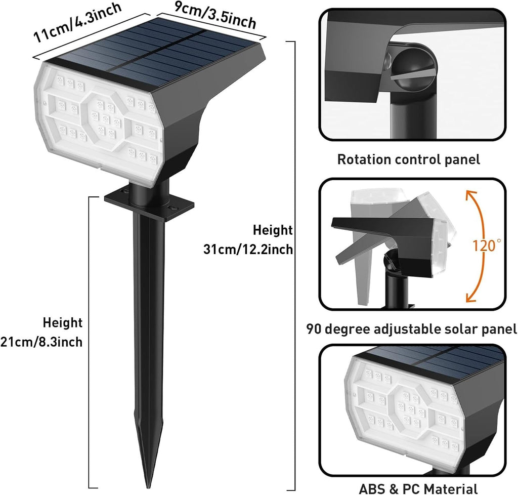 Outdoor Solar Spotlights with 56 LEDs and 3 Brightness Modes, Set of 4