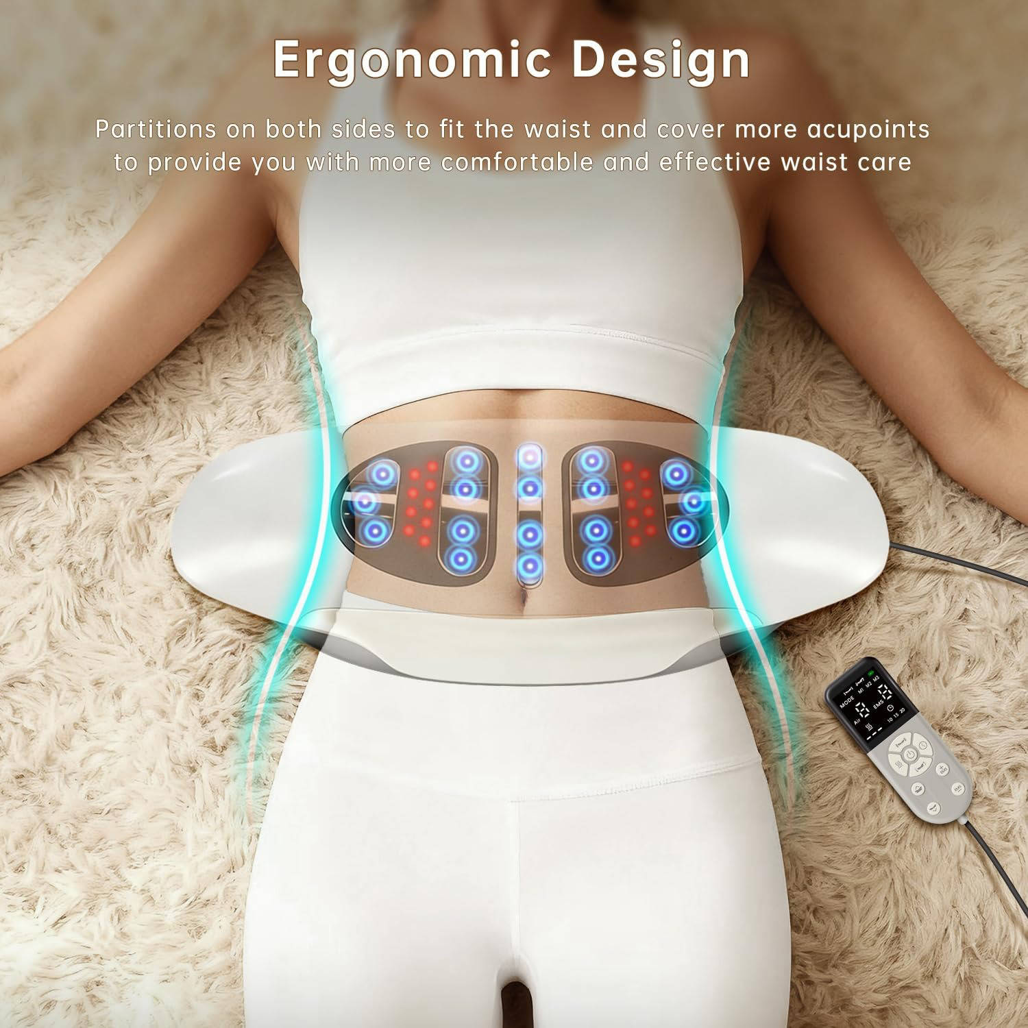 Lower Back Massager with Airbag Support Heat and Vibration Modes