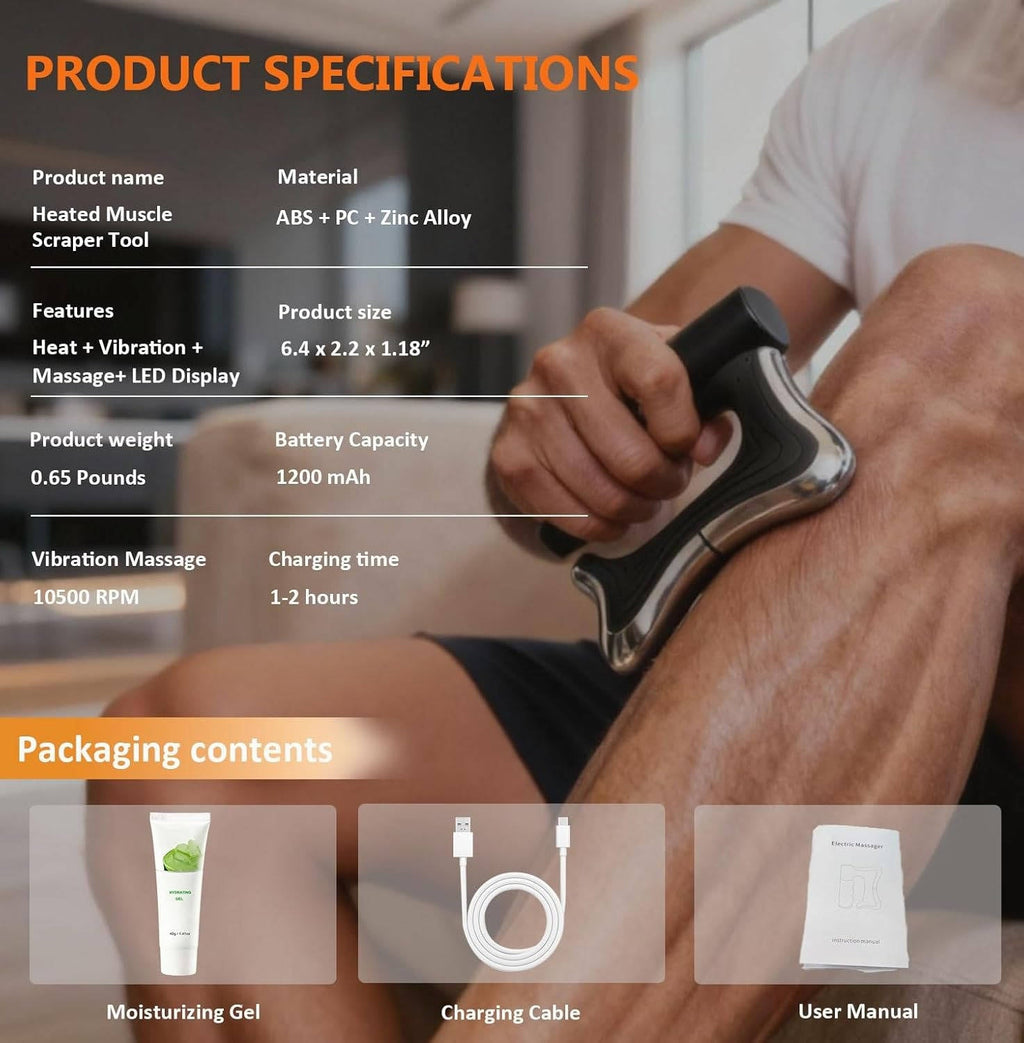 Electric Muscle Scraper Support Tool with Heat, Vibration and LED Display