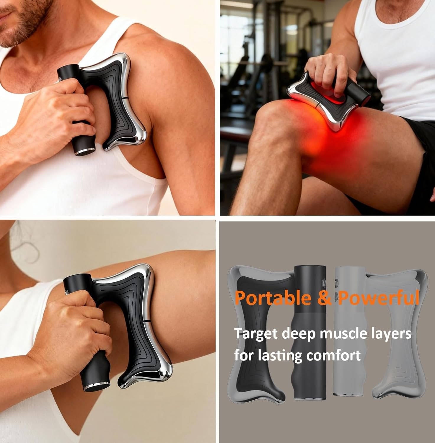 Electric Muscle Scraper Support Tool with Heat, Vibration and LED Display