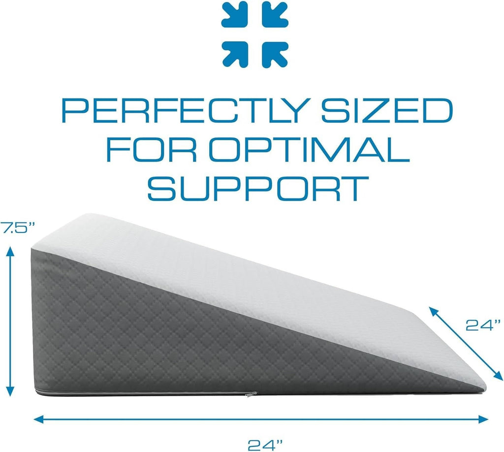 Wedge Pillow with Memory Foam and Washable Cover for Bed Support