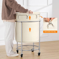 Laundry Basket with Wheels 29 Gallon, Removable Bag Tall Rolling Hamper for Easy Laundry Support