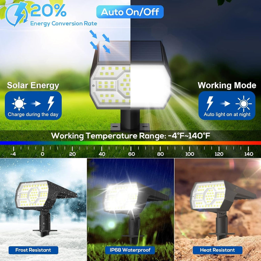 Outdoor Solar Spotlights with 56 LEDs and 3 Brightness Modes, Set of 4