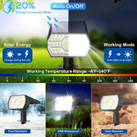 Outdoor Solar Spotlights with 56 LEDs and 3 Brightness Modes, Set of 4