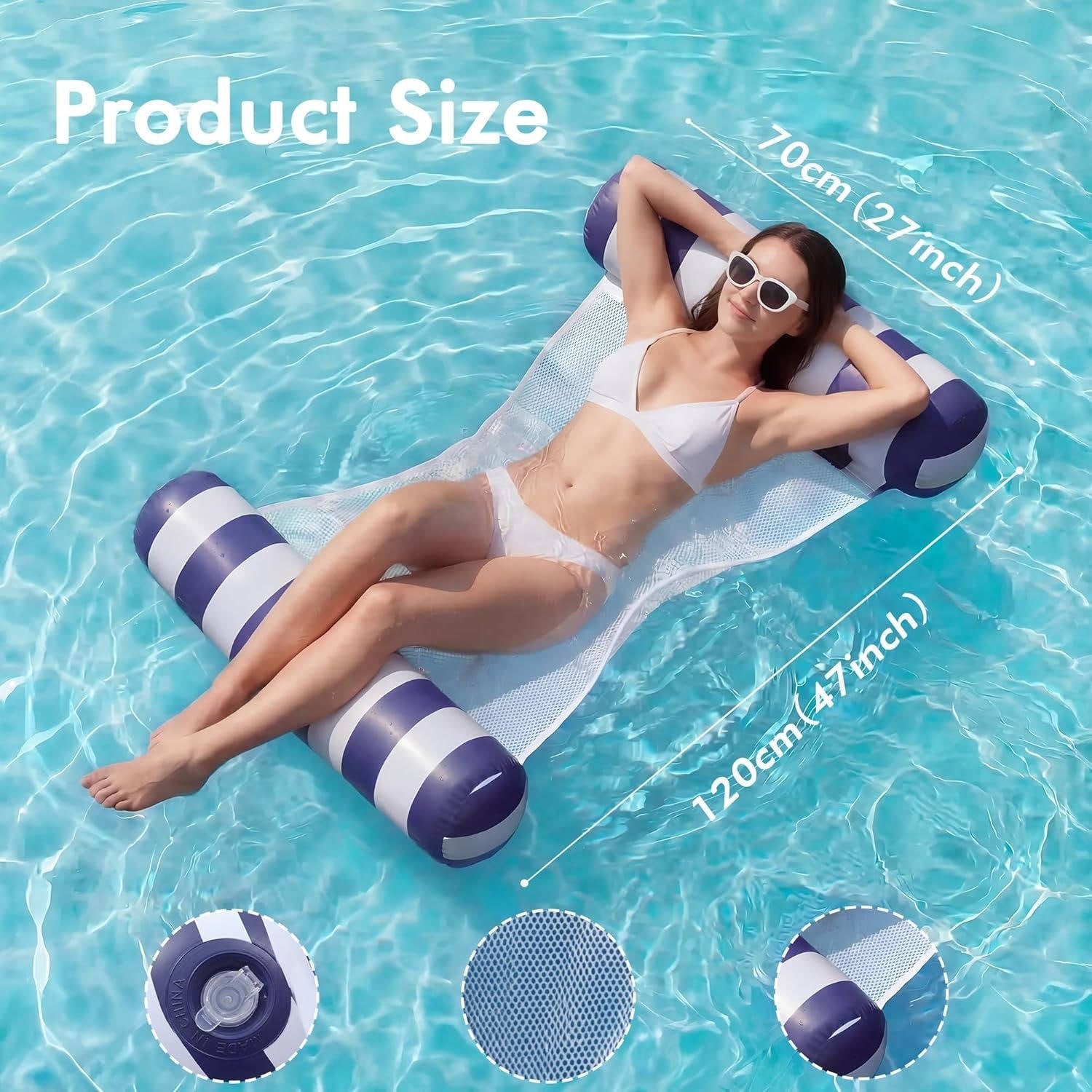 Adult Pool Floats with 4 in 1 Water Hammock Lounge Design, 4 Pack