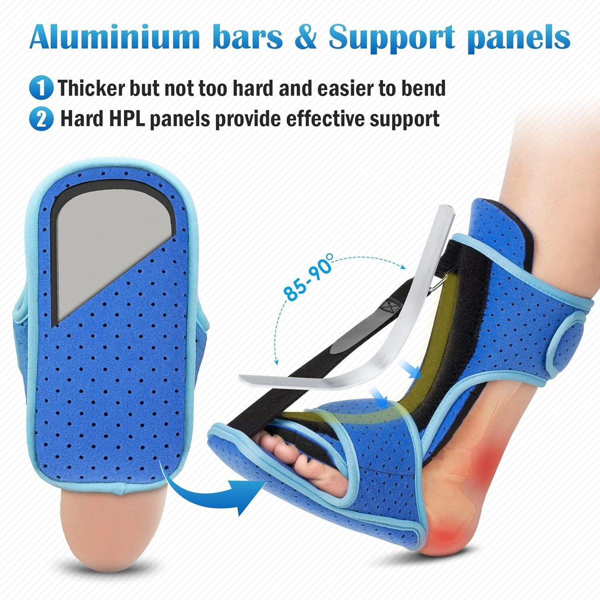 Foot Night Splint with Aluminum Bar for Plantar Fasciitis Support
