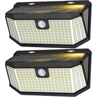 Solar Motion Sensor Lights with 182 LEDs for Yard and Garage, Set of 2