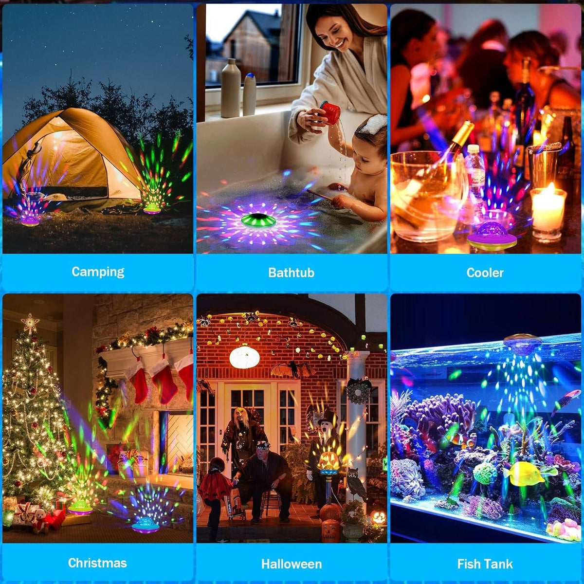 Rechargeable Floating Pool Lights with Remote Color Modes, 2 Pack