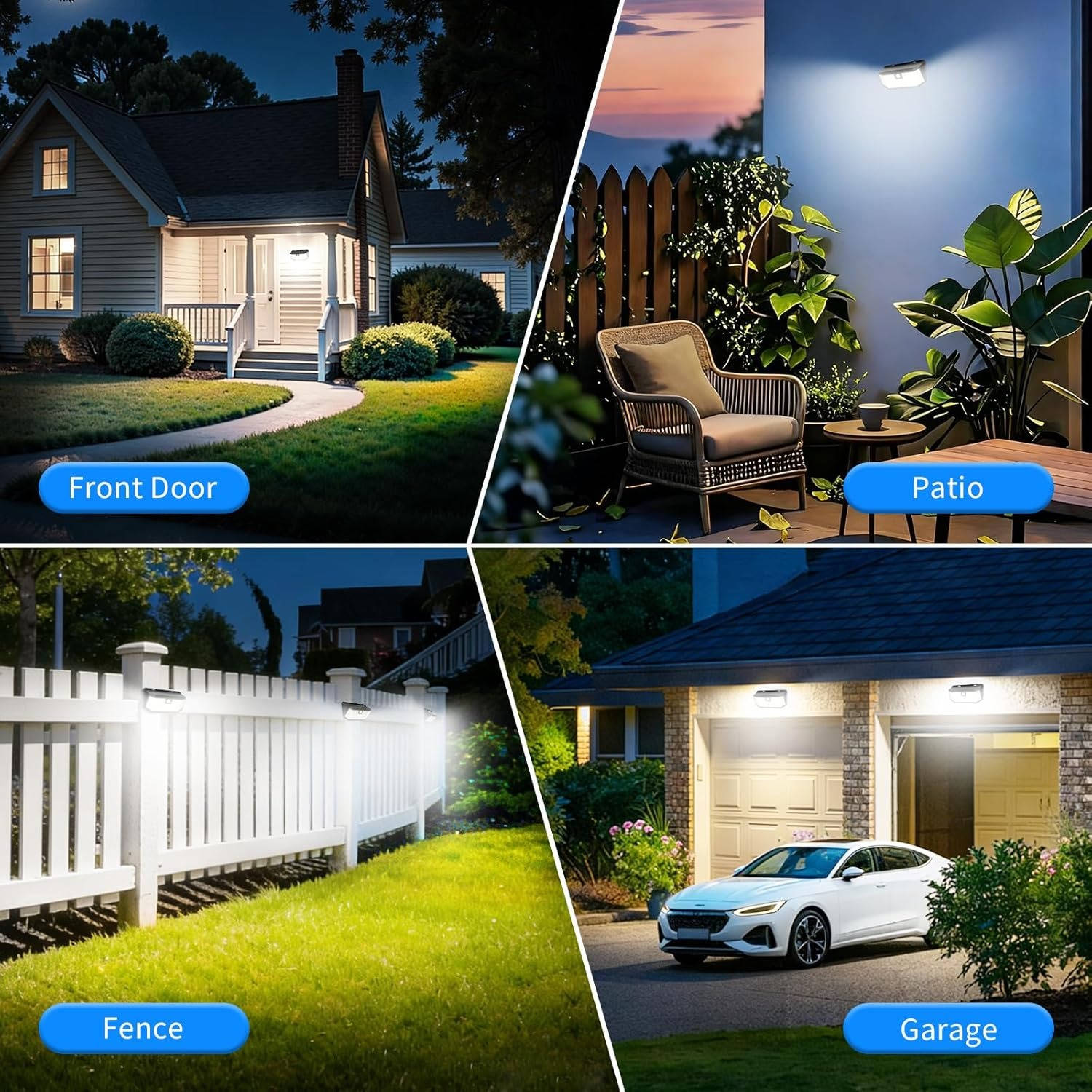 Solar Motion Sensor Lights with 182 LEDs for Yard and Garage, Set of 2