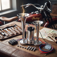 Electric Dual Air Horn System with 130dB Output and Auto Compressor for 12V Vehicles