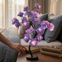 Rose Shaped Acrylic Lamp with LED Light and Metal Base, Four Color Options