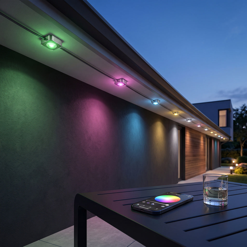 Roofline LED Light Strand 100ft with RGBICW Color Nodes and App Control