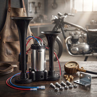 Electric Dual Air Horn System with 130dB Output and Auto Compressor for 12V Vehicles