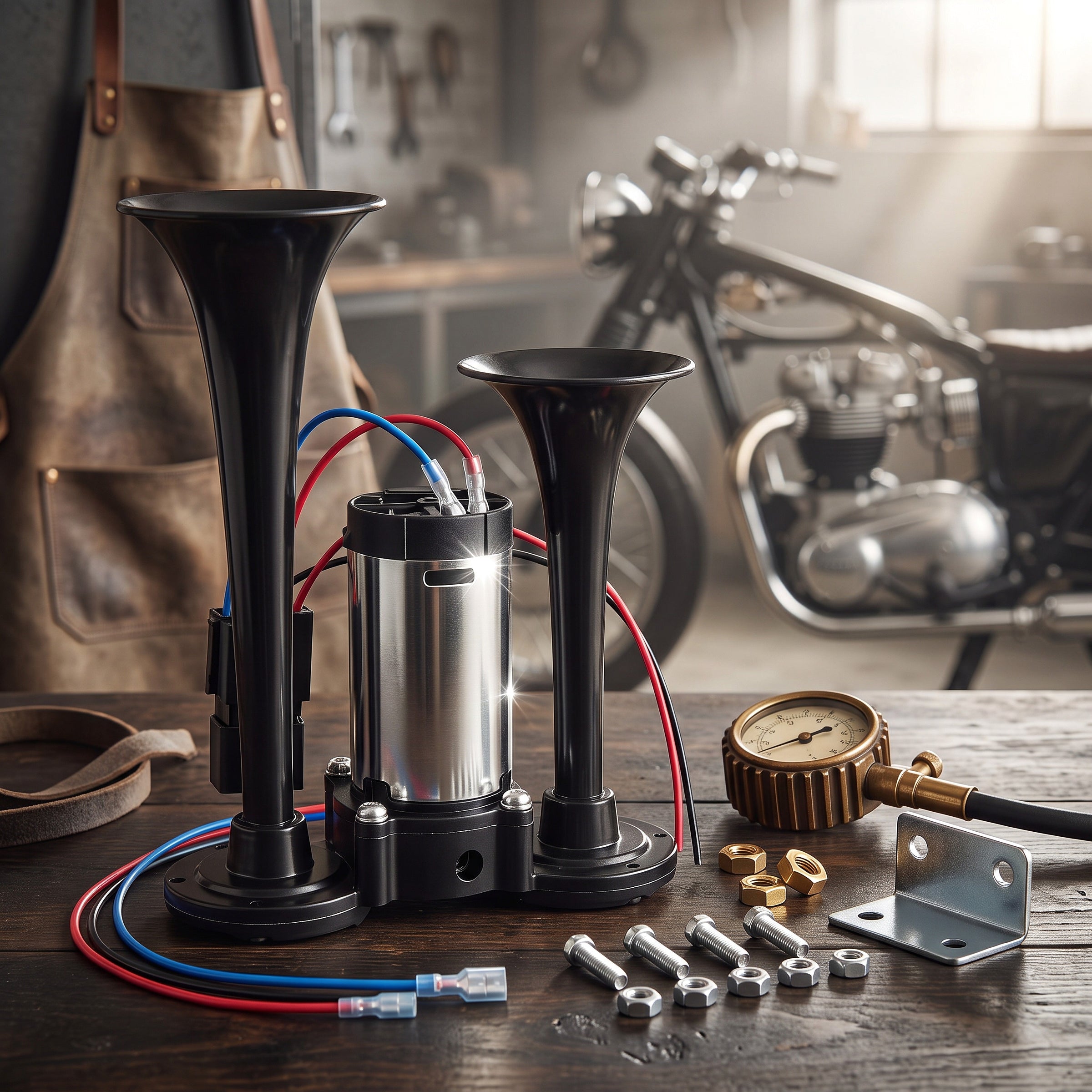 Electric Dual Air Horn System with 130dB Output and Auto Compressor for 12V Vehicles