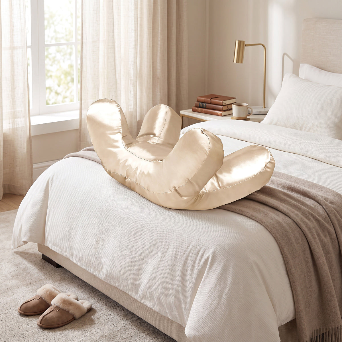 Contoured Face Support Pillow with Raised Pillars and Removable Washable Case