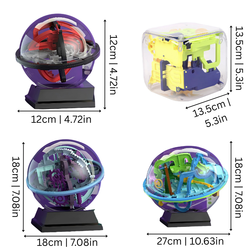 3D Labyrinth Puzzle Ball with Numbered Pathways and Four Difficulty Levels