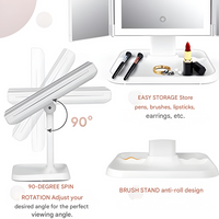 Makeup Mirror with Triple Panel LED Lighting and 2x 3x Magnification
