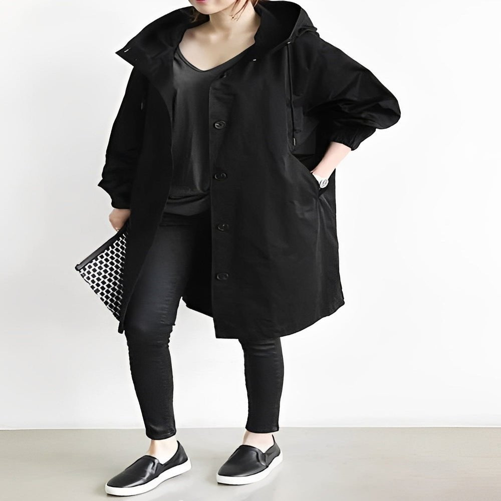 Long Trench Coat with Hood for Women - Marova Shop