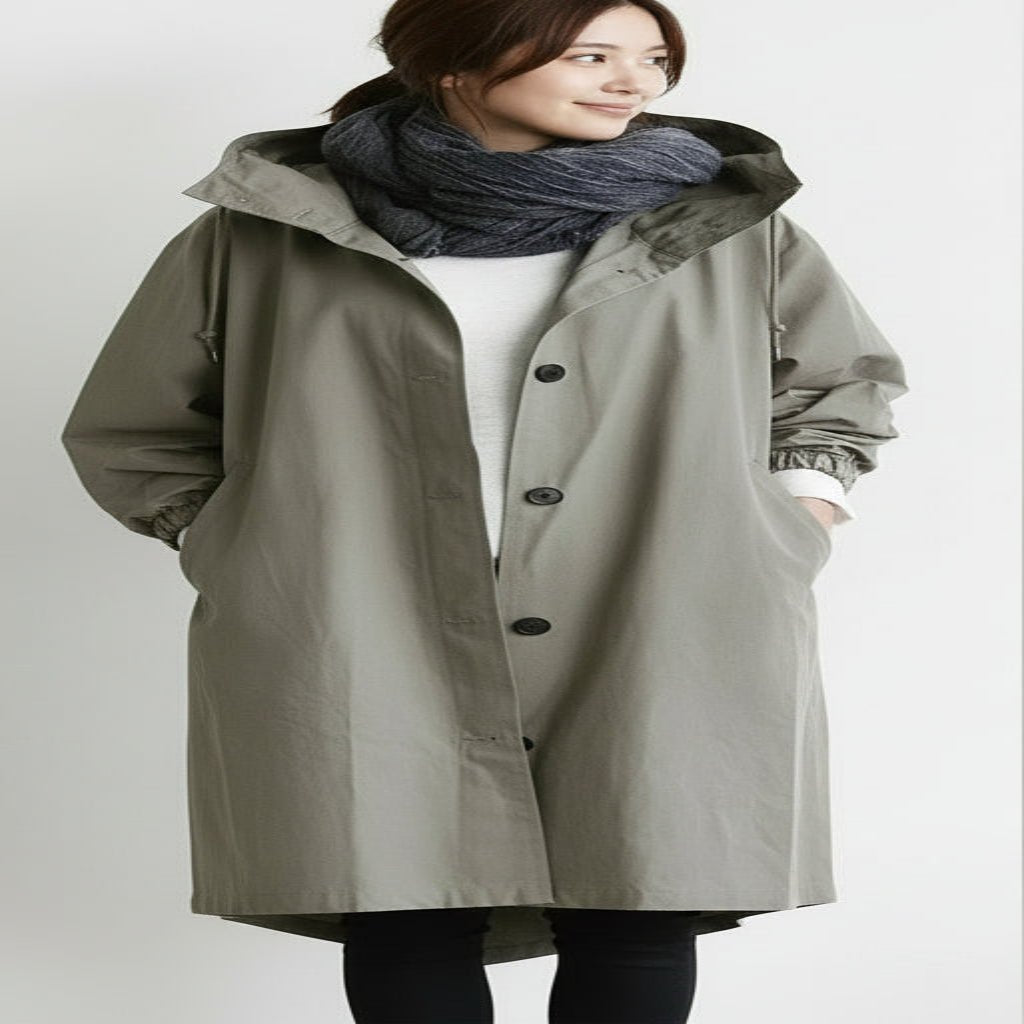 Long Trench Coat with Hood for Women - Marova Shop