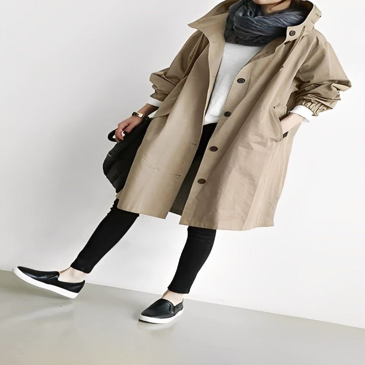 Long Trench Coat with Hood for Women - Marova Shop