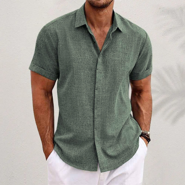 Button Down Shirt with Breathable Linen and Regular Fit for Men