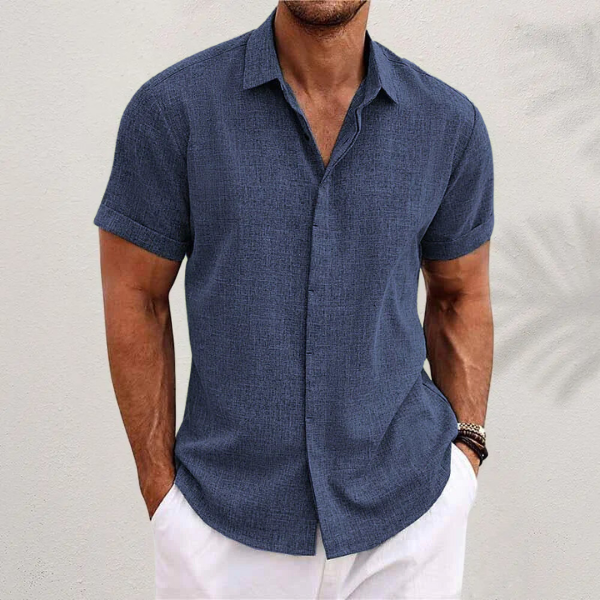 Button Down Shirt with Breathable Linen and Regular Fit for Men