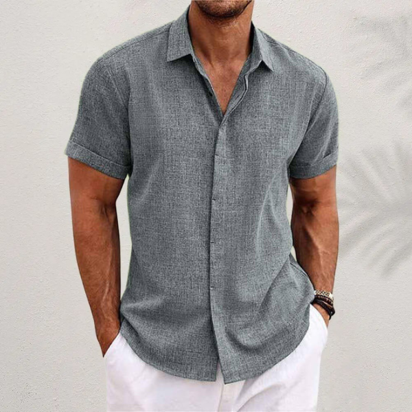 Button Down Shirt with Breathable Linen and Regular Fit for Men