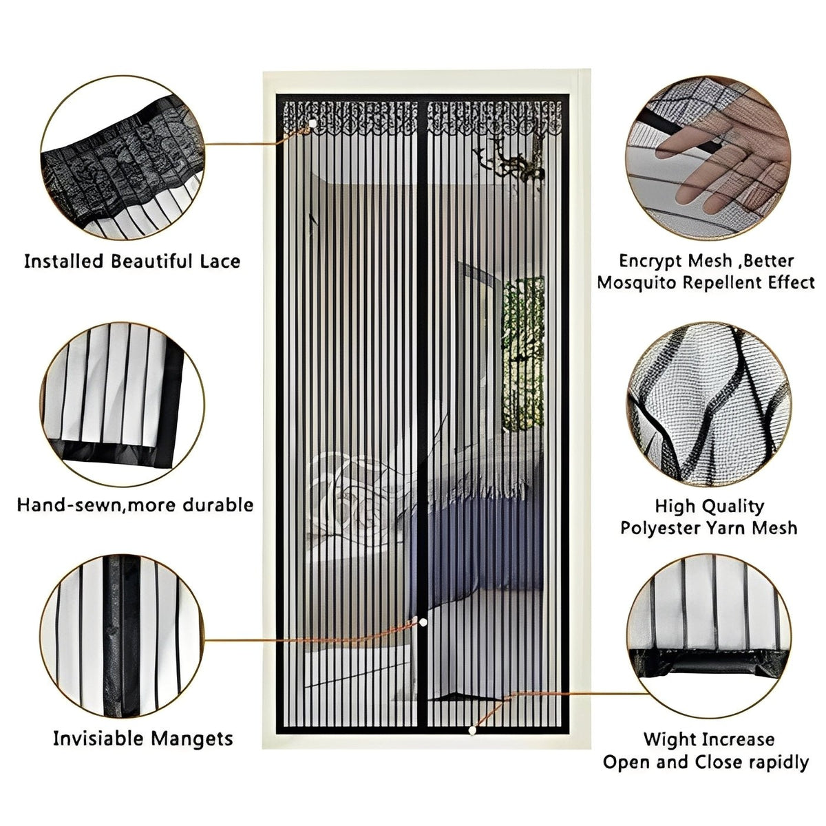 Mesh Door Screen with Magnetic Closure - Marova Shop