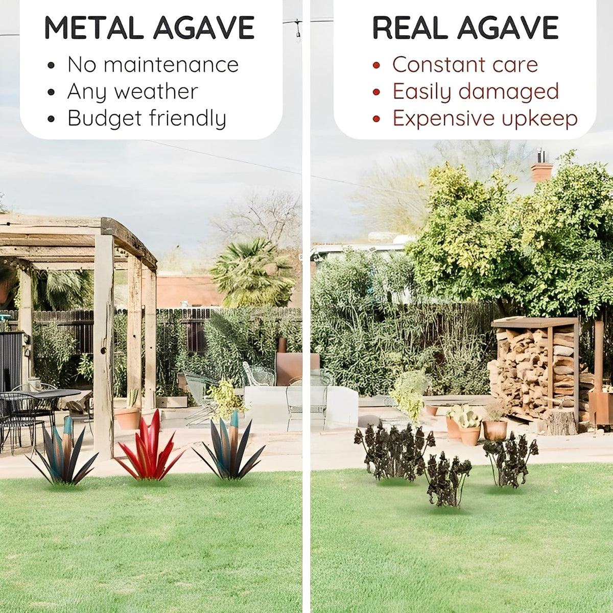 Metal Agave Americana Style Garden Decor for Indoor or Outdoor Display - Marova Shop
