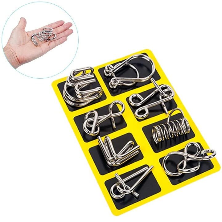Metal Puzzle Ring Brain Teaser Set of 8 for Adults and Kids - Marova Shop