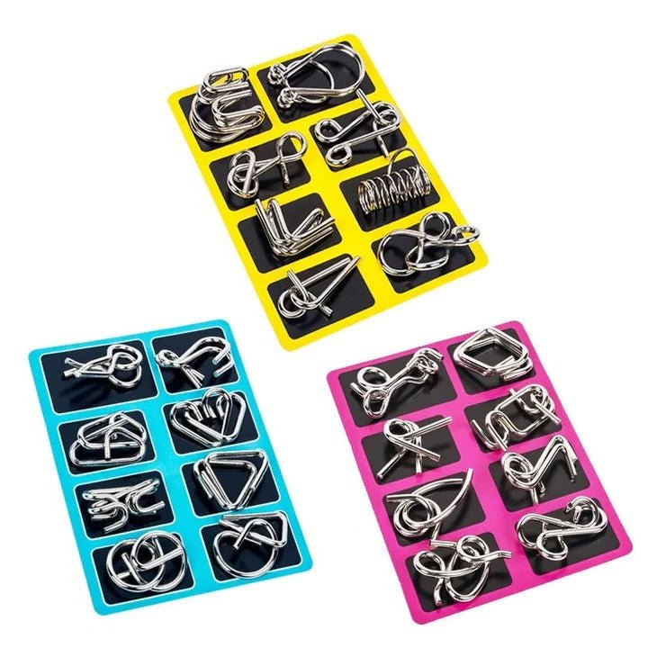 Metal Puzzle Ring Brain Teaser Set of 8 for Adults and Kids - Marova Shop