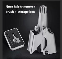 Manual Nose and Ear Hair Trimmer with Stainless Steel Rounded Blades and Cleaning Brush