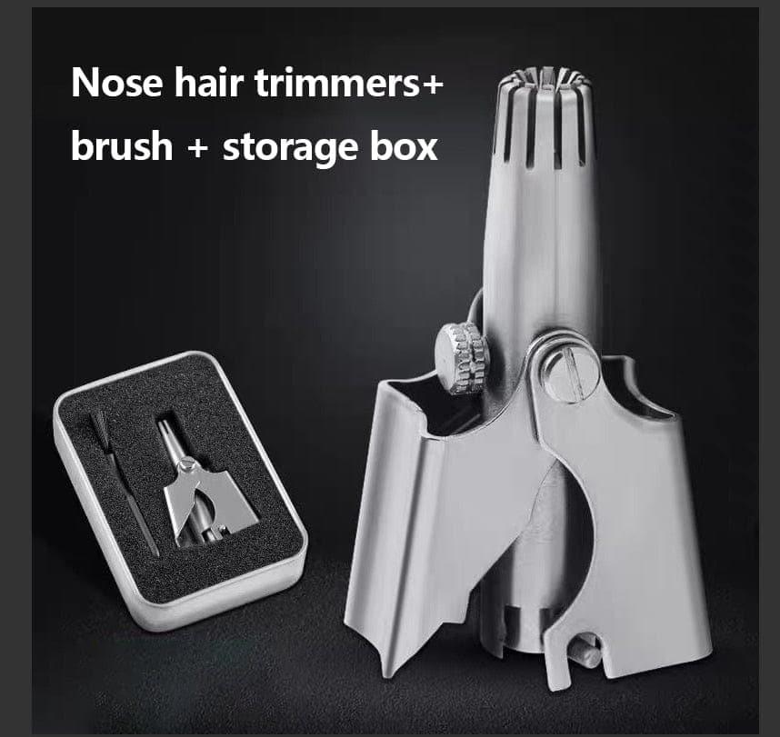 Manual Nose and Ear Hair Trimmer with Stainless Steel Rounded Blades and Cleaning Brush