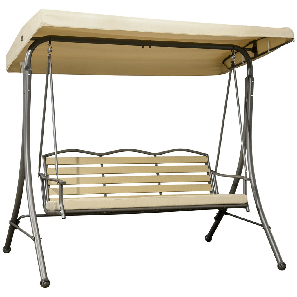 Trio Porch Swing for 3 persons, Cushioned Outdoor Swing - Beige