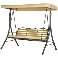 Trio Porch Swing for 3 persons, Cushioned Outdoor Swing - Beige