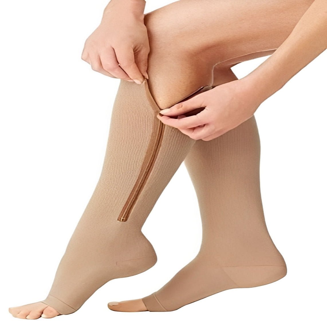 Open Toe Zip Stockings with Fabric Guard and Reinforced Seams - Marova Shop