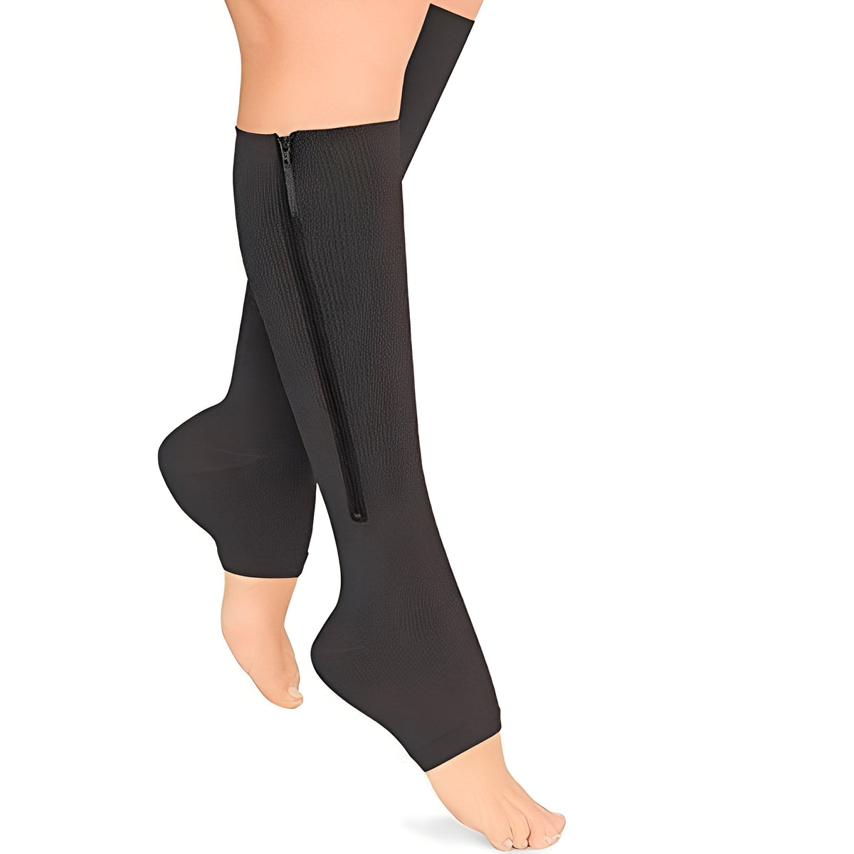 Open Toe Zip Stockings with Fabric Guard and Reinforced Seams - Marova Shop