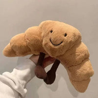 Croissant Plush Pillow, Soft 13-Inch Hug Cushion with Smiling Face