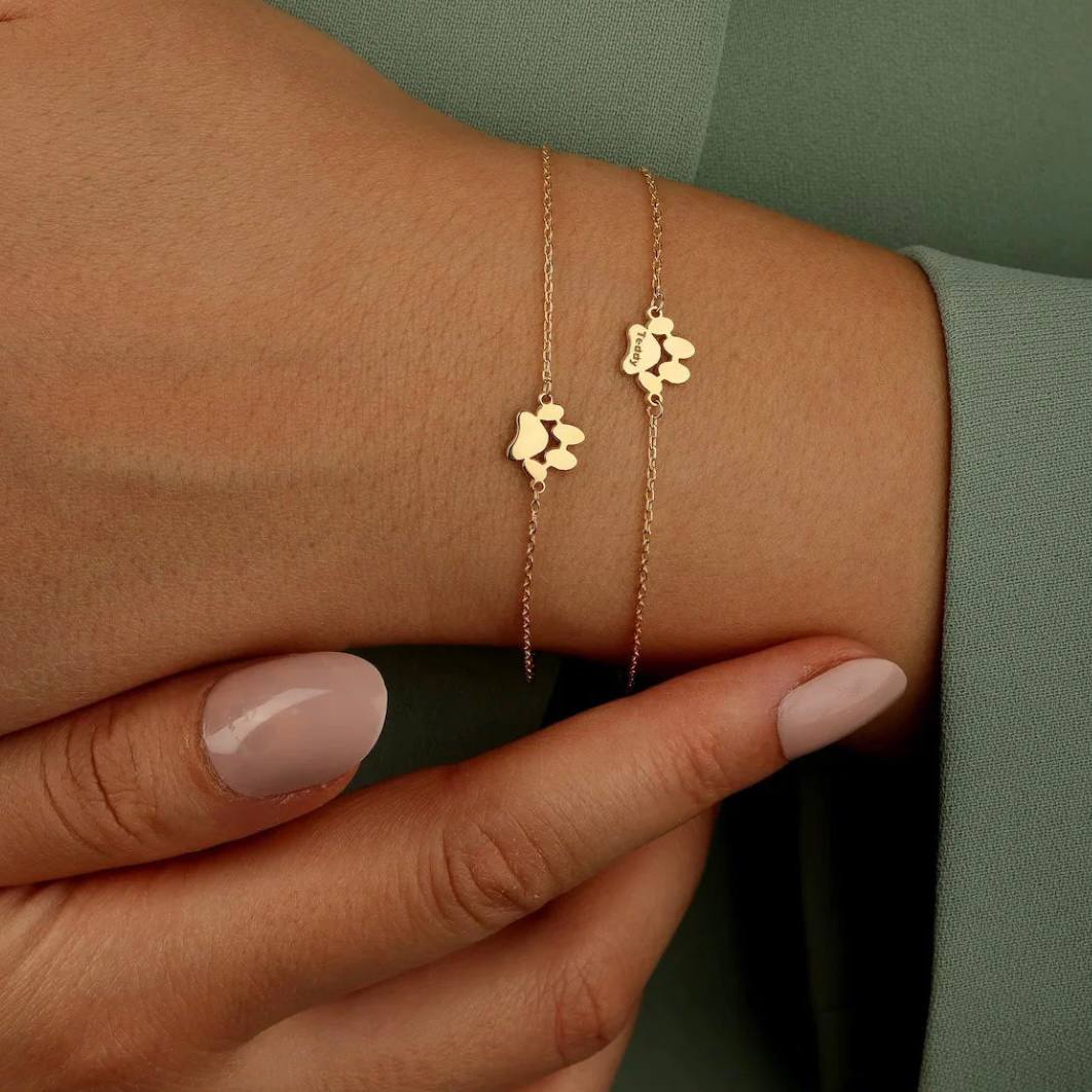 Personalized Paw Bracelet, Custom Pet Paw Print Symbol of Love