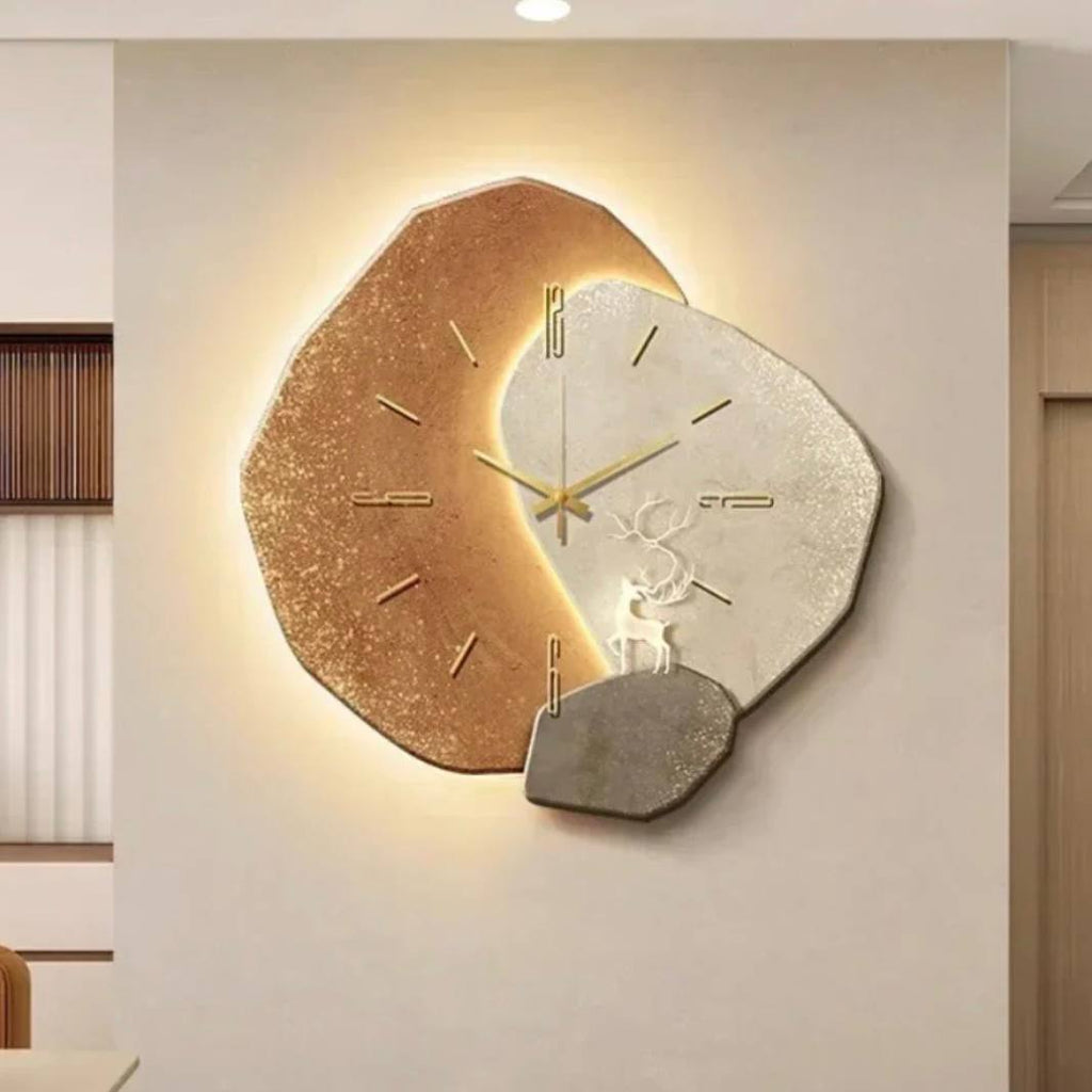 Wooden Wall Clock with Natural Design and Soft LED Light