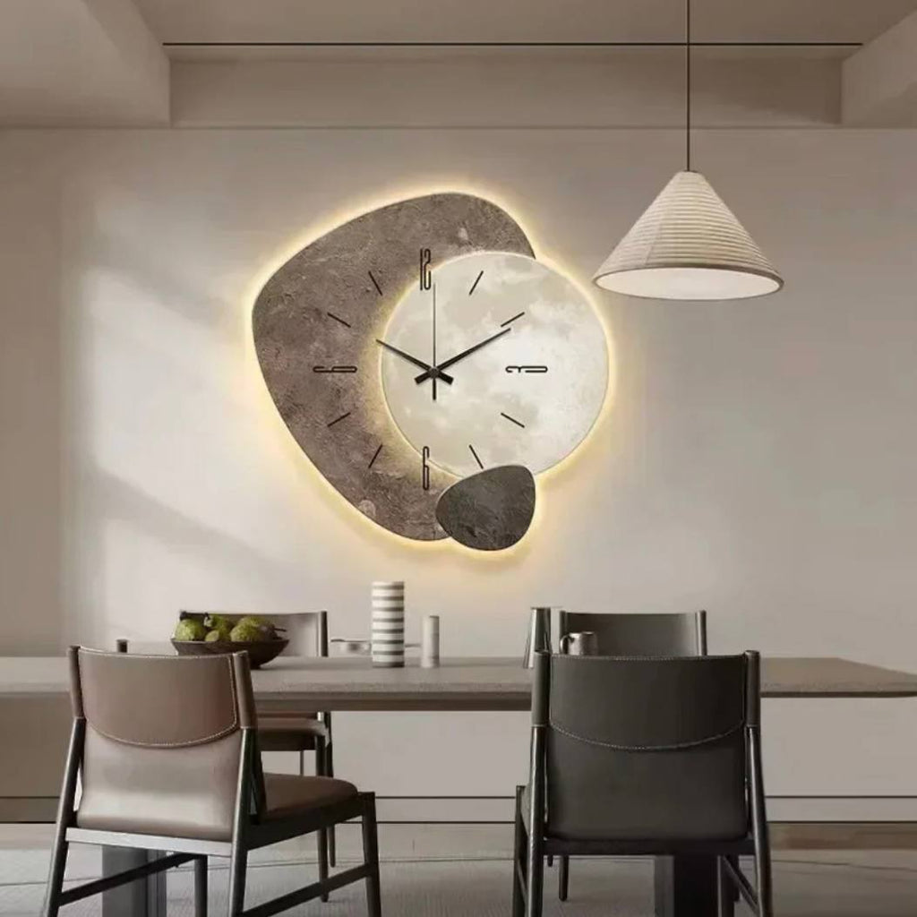 Wooden Wall Clock with Natural Design and Soft LED Light