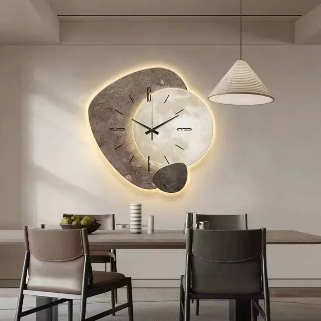 Wooden Wall Clock with Natural Design and Soft LED Light