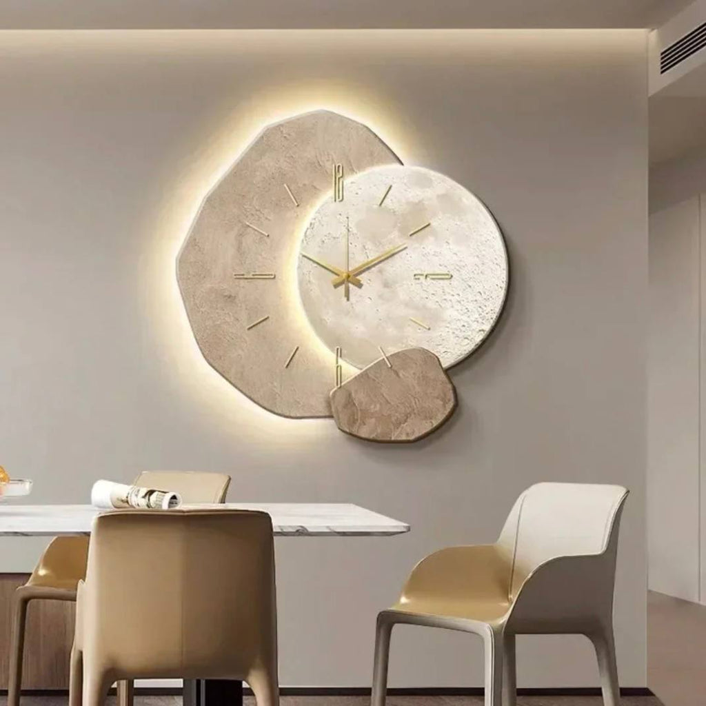 Wooden Wall Clock with Natural Design and Soft LED Light