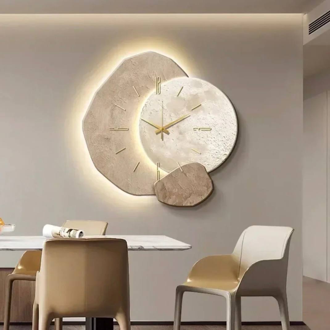 Wooden Wall Clock with Natural Design and Soft LED Light
