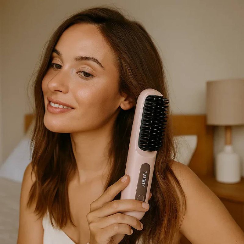Electric Hair Straightening Brush, Fast and Gentle Styling with Anti-Frizz Ceramic Technology