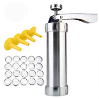 Cookie and Pastry Press Aluminum with 20 Decorating Discs and 4 Nozzles