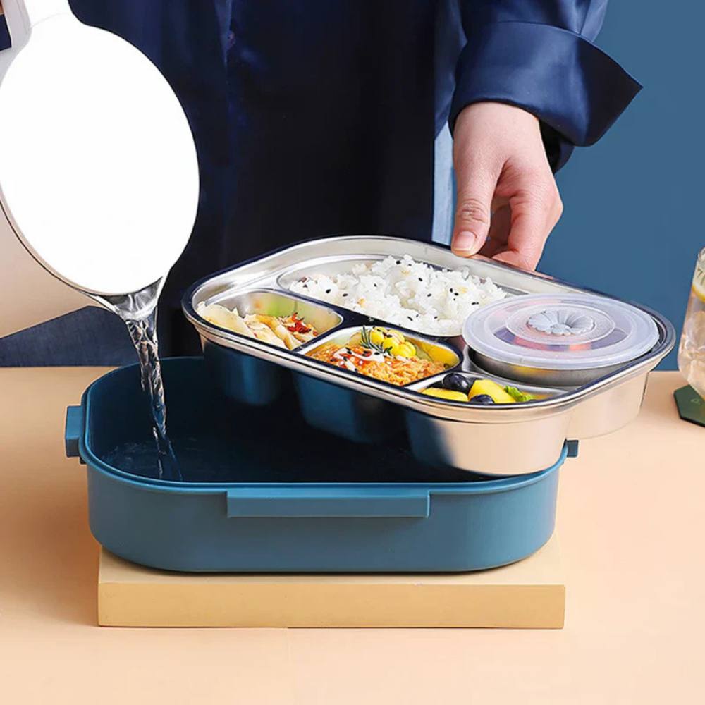 Thermal Lunch Box with Stainless Steel Insert, Leakproof and Multi Compartment Design